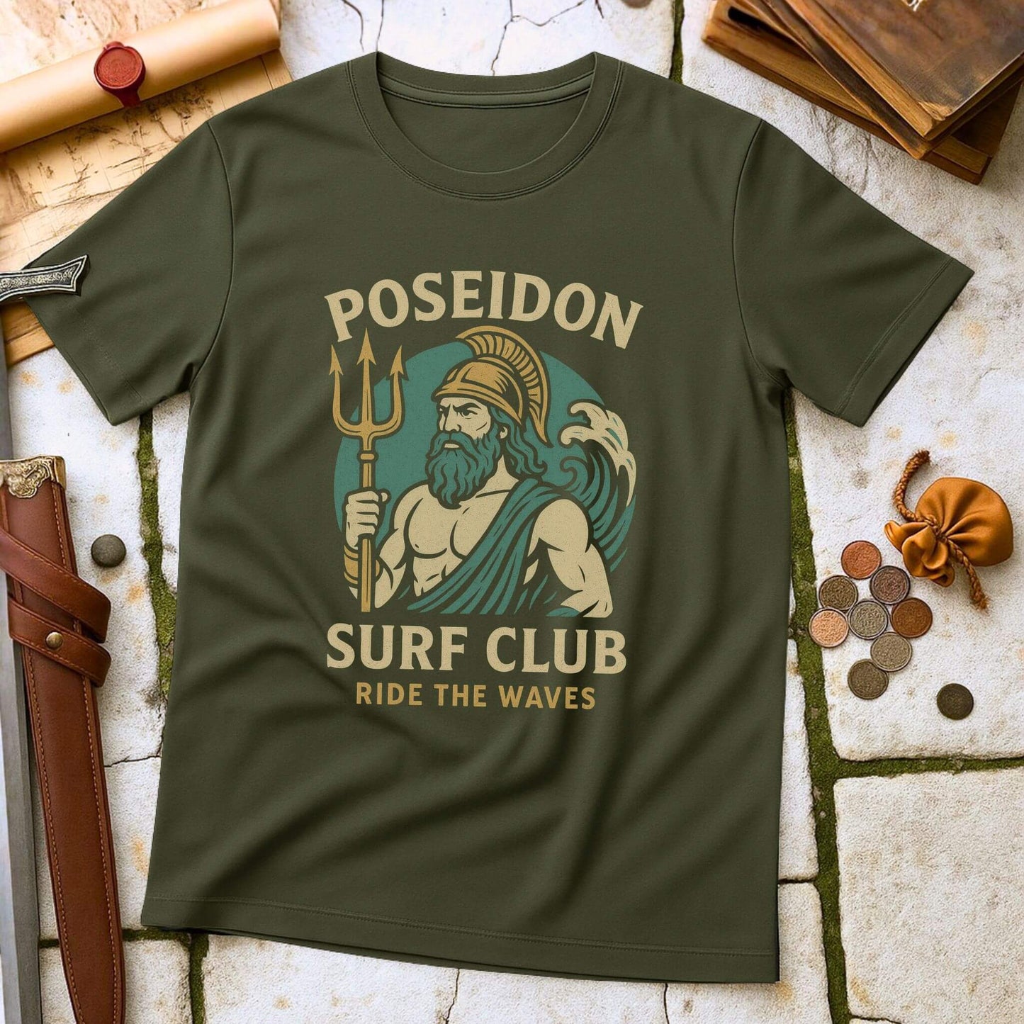 Mythology Surf Club Shirt | Poseidon “Making Waves” Tee | Funny Greek God Top