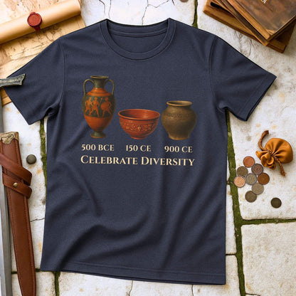 Celebrate Diversity Pottery T-Shirt | Ancient Roman Medieval Vessel Tee | Archaeology Art History Gift