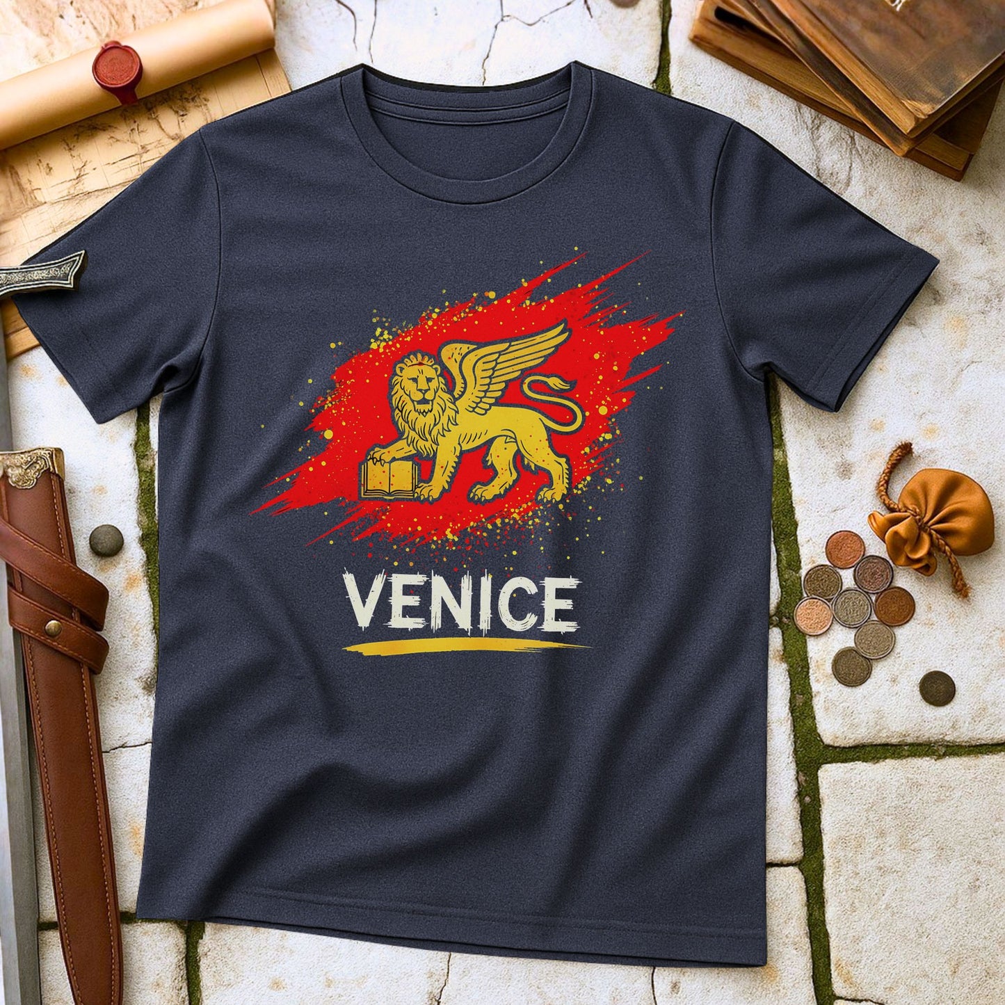 Venice Winged Lion T-Shirt | St Mark Republic History Tee | Italian City Travel Gift