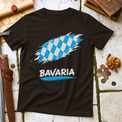 Bavaria Flag Diamond Pattern T-Shirt | German Culture Oktoberfest Tee | Munich Travel Souvenir Gift