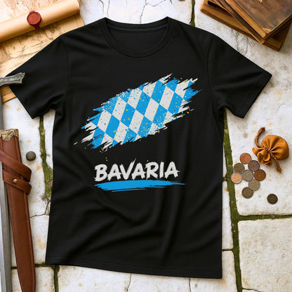 Bavaria Flag Diamond Pattern T-Shirt | German Culture Oktoberfest Tee | Munich Travel Souvenir Gift