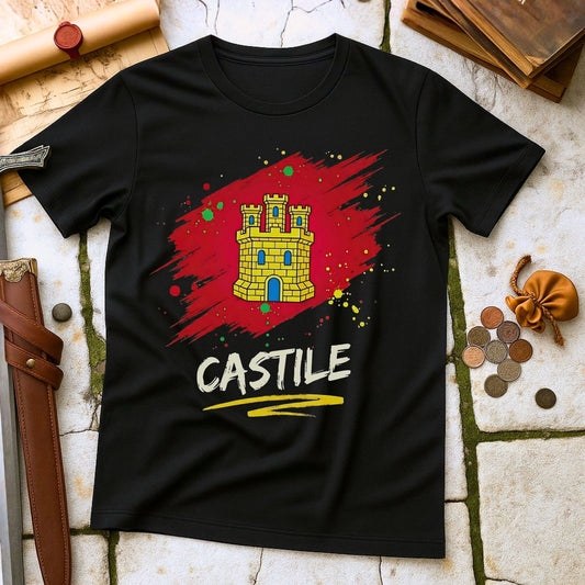 Castile Castle Heraldry T-Shirt | Medieval Spanish History Tee | Iberian Heritage Pride Gift