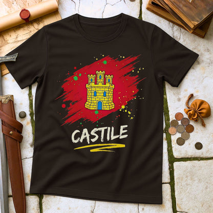 Castile Castle Heraldry T-Shirt | Medieval Spanish History Tee | Iberian Heritage Pride Gift