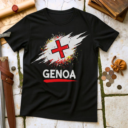 Genoa Cross Flag T-Shirt | Italian Maritime Republic History Tee | Crusader St George Heritage Gift
