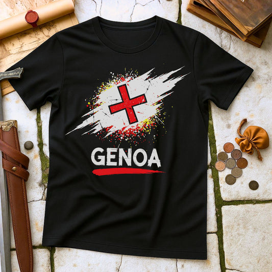 Genoa Cross Flag T-Shirt | Italian Maritime Republic History Tee | Crusader St George Heritage Gift