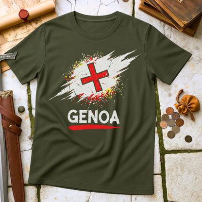 Genoa Cross Flag T-Shirt | Italian Maritime Republic History Tee | Crusader St George Heritage Gift