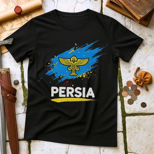 Persia Faravahar Symbol T-Shirt | Ancient Achaemenid Empire Tee | Iranian Heritage Zoroastrian Gift