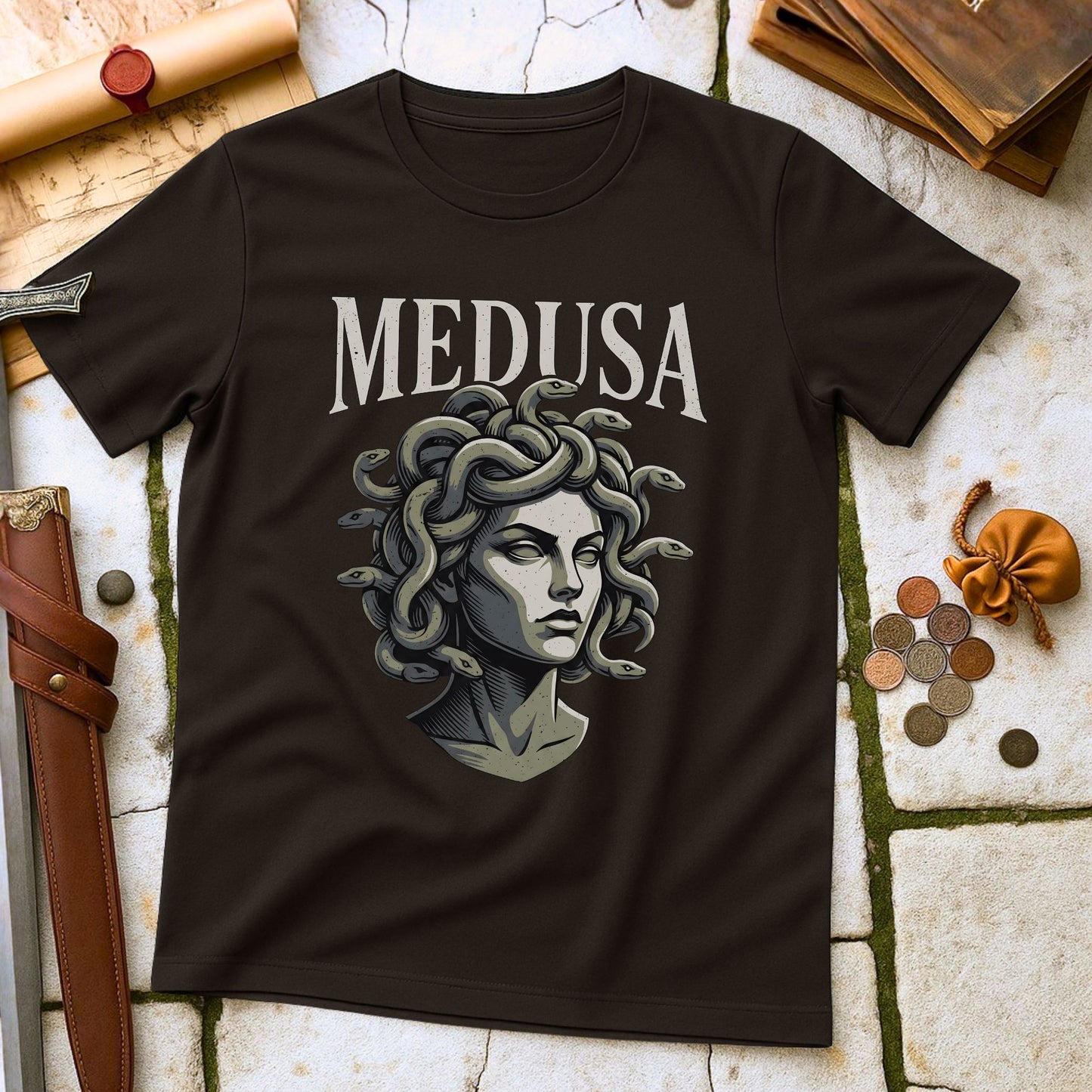 Medusa Greek Mythology T-Shirt | Gorgon Symbolism Ancient Greece Tee | Powerful Female Figure Gift
