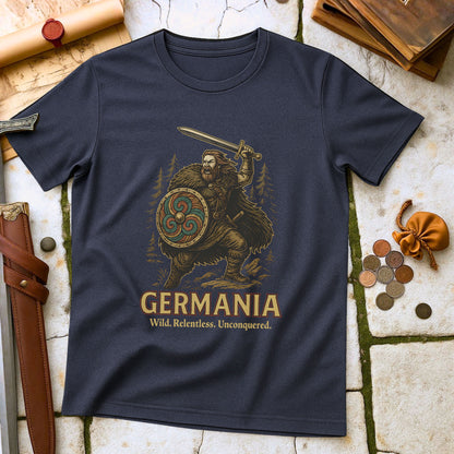 Germania Wild Relentless Unconquered T-Shirt | Germanic Warrior History Tee | Barbarian Resilience Gift