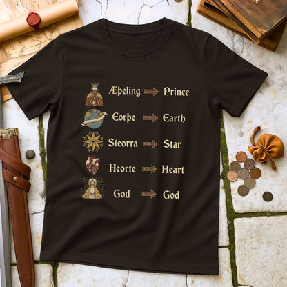 Old English to Modern Translation T-Shirt | Anglo-Saxon Linguistics History Tee | Medieval Scholar Academic Gift