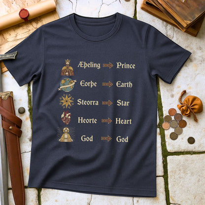 Old English to Modern Translation T-Shirt | Anglo-Saxon Linguistics History Tee | Medieval Scholar Academic Gift