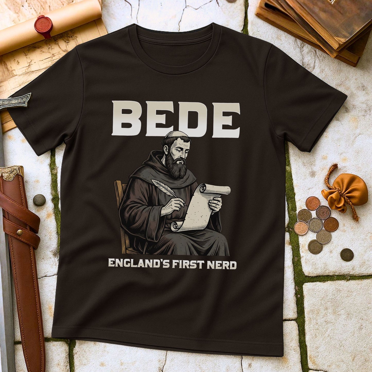 Bede England's First Nerd T-Shirt | Anglo-Saxon History Scholar Tee | Medieval Literature Humour Gift