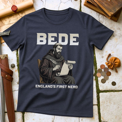 Bede England's First Nerd T-Shirt | Anglo-Saxon History Scholar Tee | Medieval Literature Humour Gift