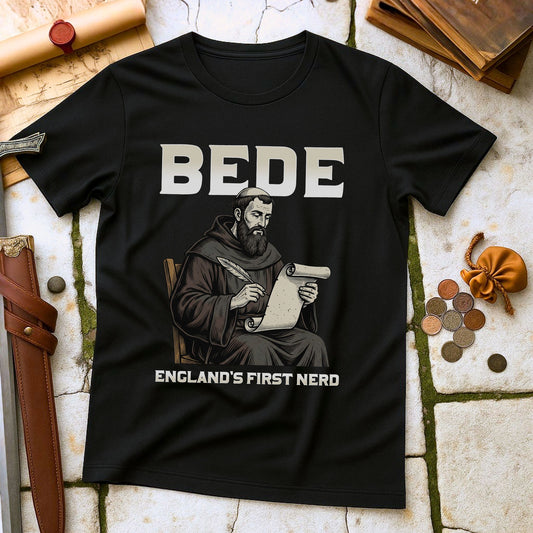Bede England's First Nerd T-Shirt | Anglo-Saxon History Scholar Tee | Medieval Literature Humour Gift