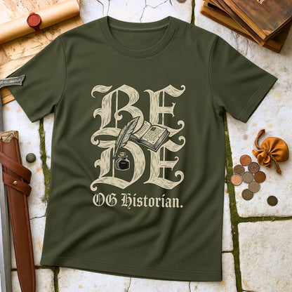 Bede OG Historian T-Shirt | Anglo-Saxon Scribe History Tee | Medieval Academic Humour Gift