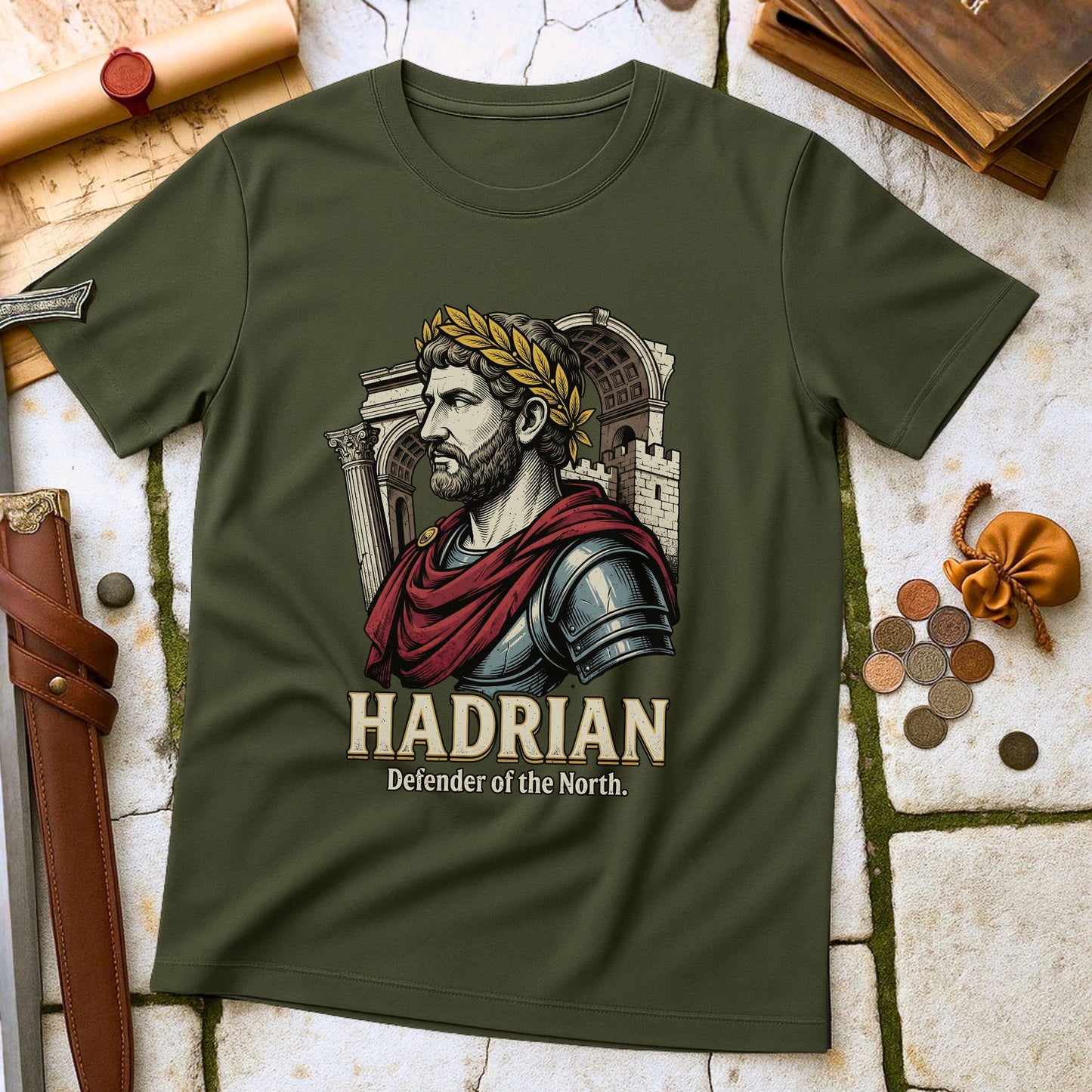 Hadrian Defender of the North T-Shirt | Roman Emperor History Tee | Hadrian's Wall Builder Gift