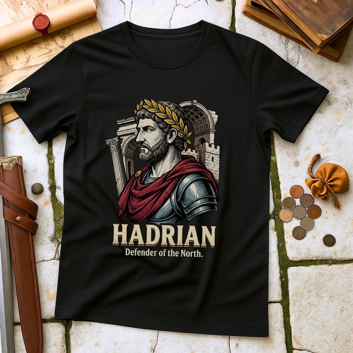 Hadrian Defender of the North T-Shirt | Roman Emperor History Tee | Hadrian's Wall Builder Gift