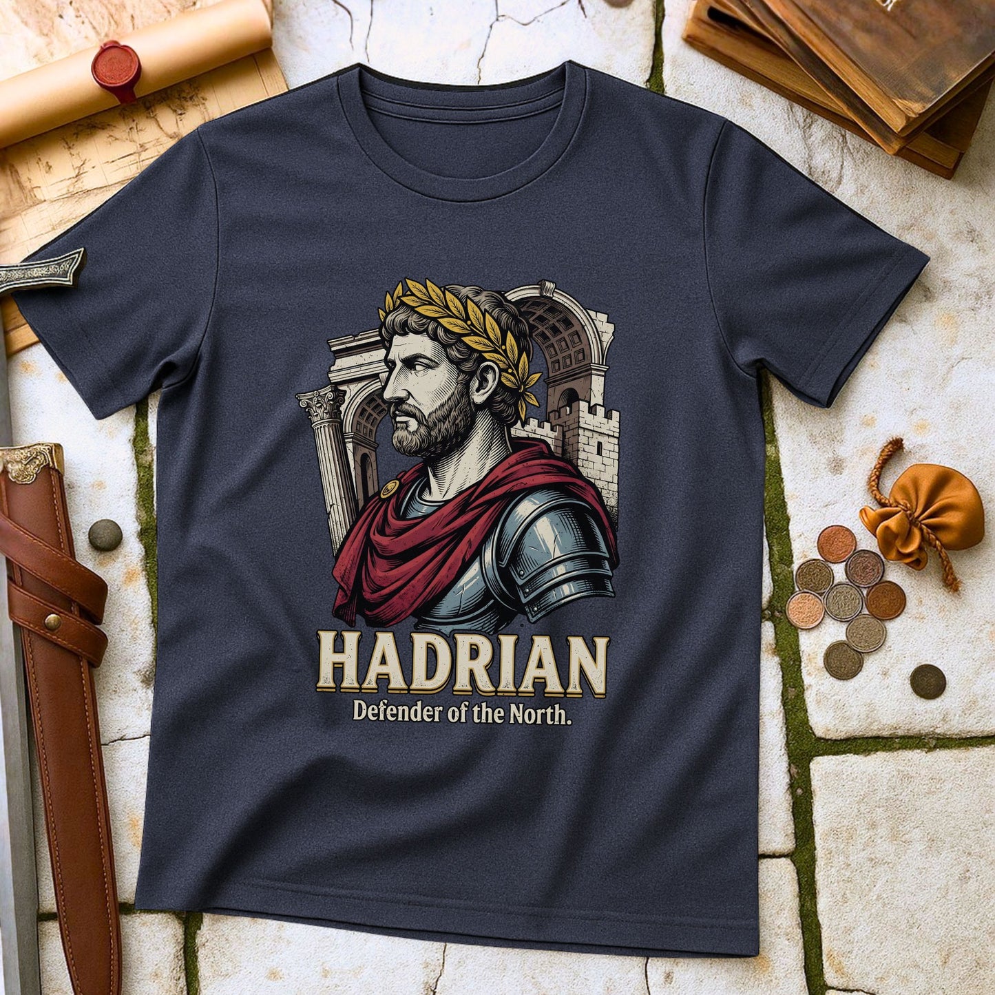 Hadrian Defender of the North T-Shirt | Roman Emperor History Tee | Hadrian's Wall Builder Gift