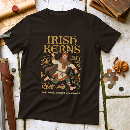 Irish Kerns Light Infantry T-Shirt | Medieval Irish Military History Tee | Celtic Warrior Swift Deadly Gift