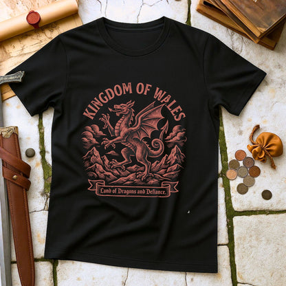 Kingdom of Wales Dragon T-Shirt | Welsh Celtic Heritage Apparel | Land of Defiance Pride Gift