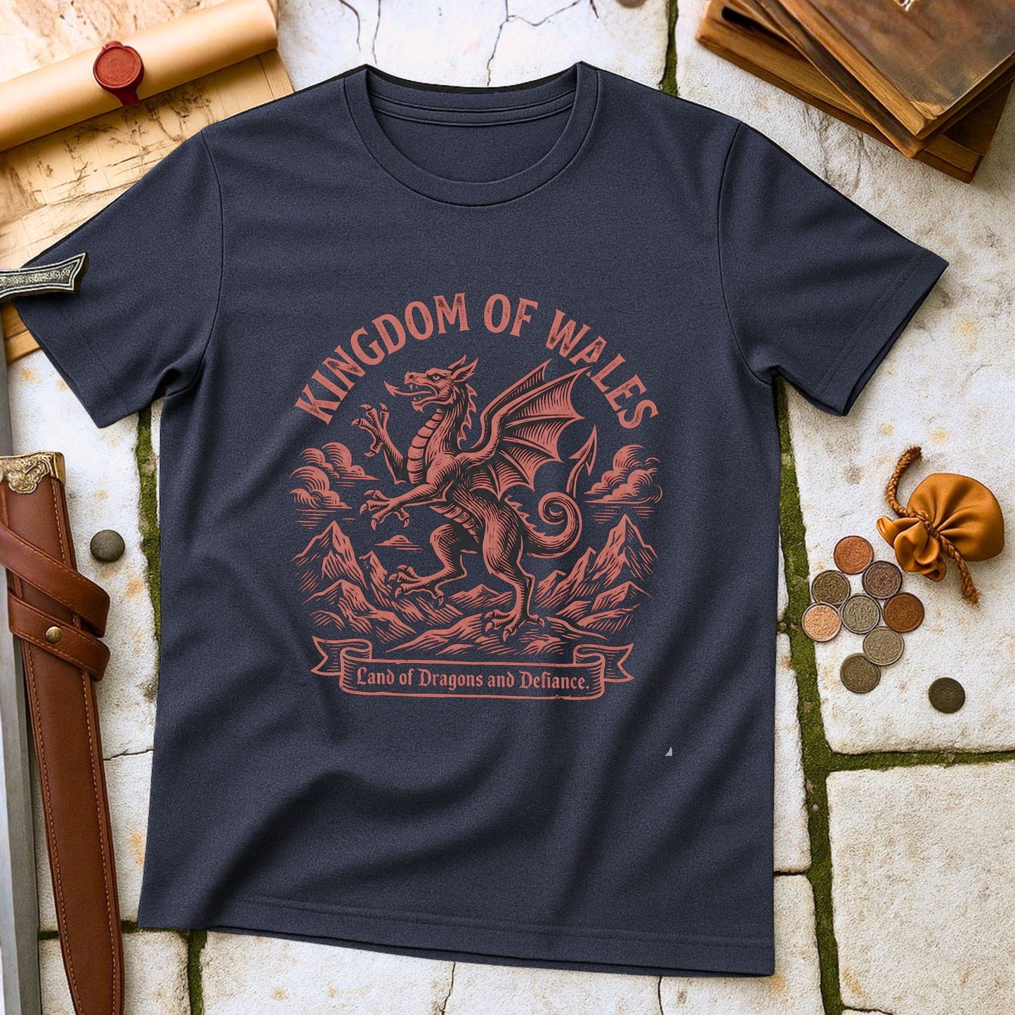 Kingdom of Wales Dragon T-Shirt | Welsh Celtic Heritage Apparel | Land of Defiance Pride Gift