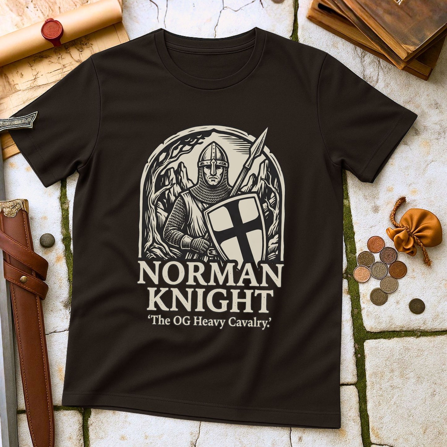 Norman Knight OG Heavy Cavalry T-Shirt | Medieval Conquest History Tee | Military History Reenactor Gift
