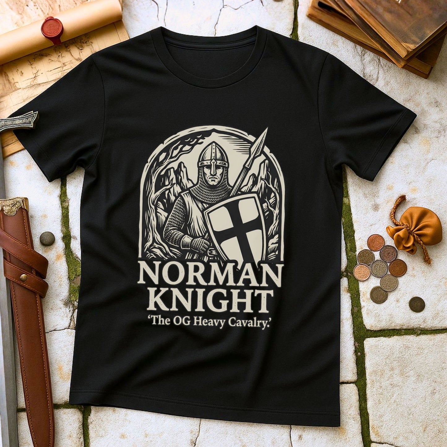 Norman Knight OG Heavy Cavalry T-Shirt | Medieval Conquest History Tee | Military History Reenactor Gift