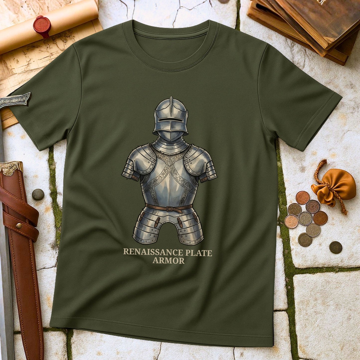Renaissance Plate Armor T-Shirt | Late Medieval Knight Gear Tee | Military Engineering History Gift