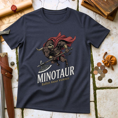 Minotaur Bullish About Violence T-Shirt | Greek Mythology Labyrinth Tee | Crete Ancient Monster Gift