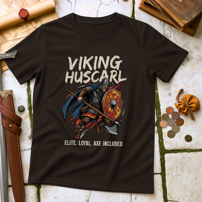 Viking Huscarl Elite T-Shirt | Anglo-Saxon Loyal Warrior Tee | Axe Included Military History Gift