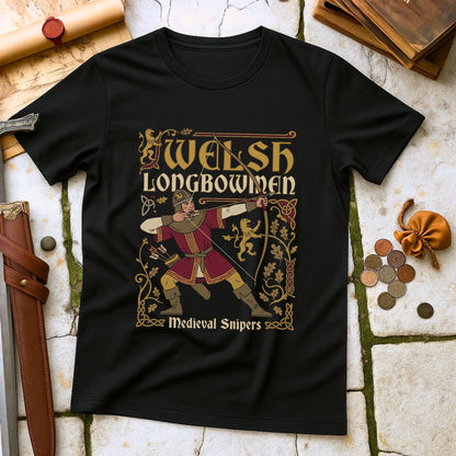 Welsh Longbowmen T-Shirt | Medieval Snipers Military History Tee | Celtic Archery Heritage Gift