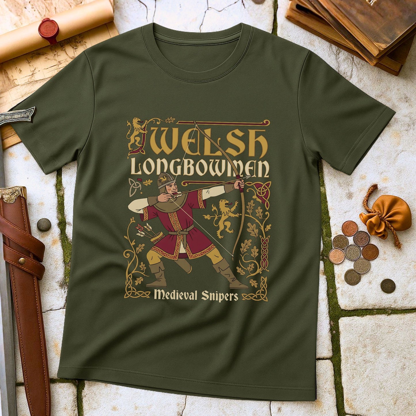 Welsh Longbowmen T-Shirt | Medieval Snipers Military History Tee | Celtic Archery Heritage Gift
