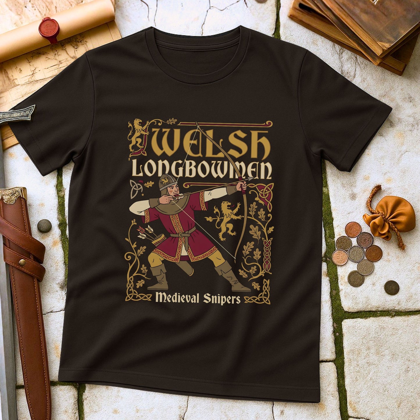 Welsh Longbowmen T-Shirt | Medieval Snipers Military History Tee | Celtic Archery Heritage Gift