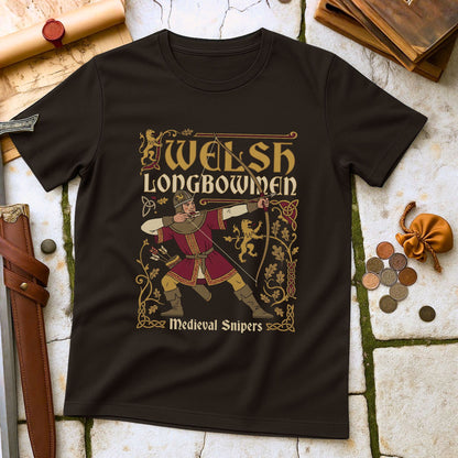 Welsh Longbowmen T-Shirt | Medieval Snipers Military History Tee | Celtic Archery Heritage Gift