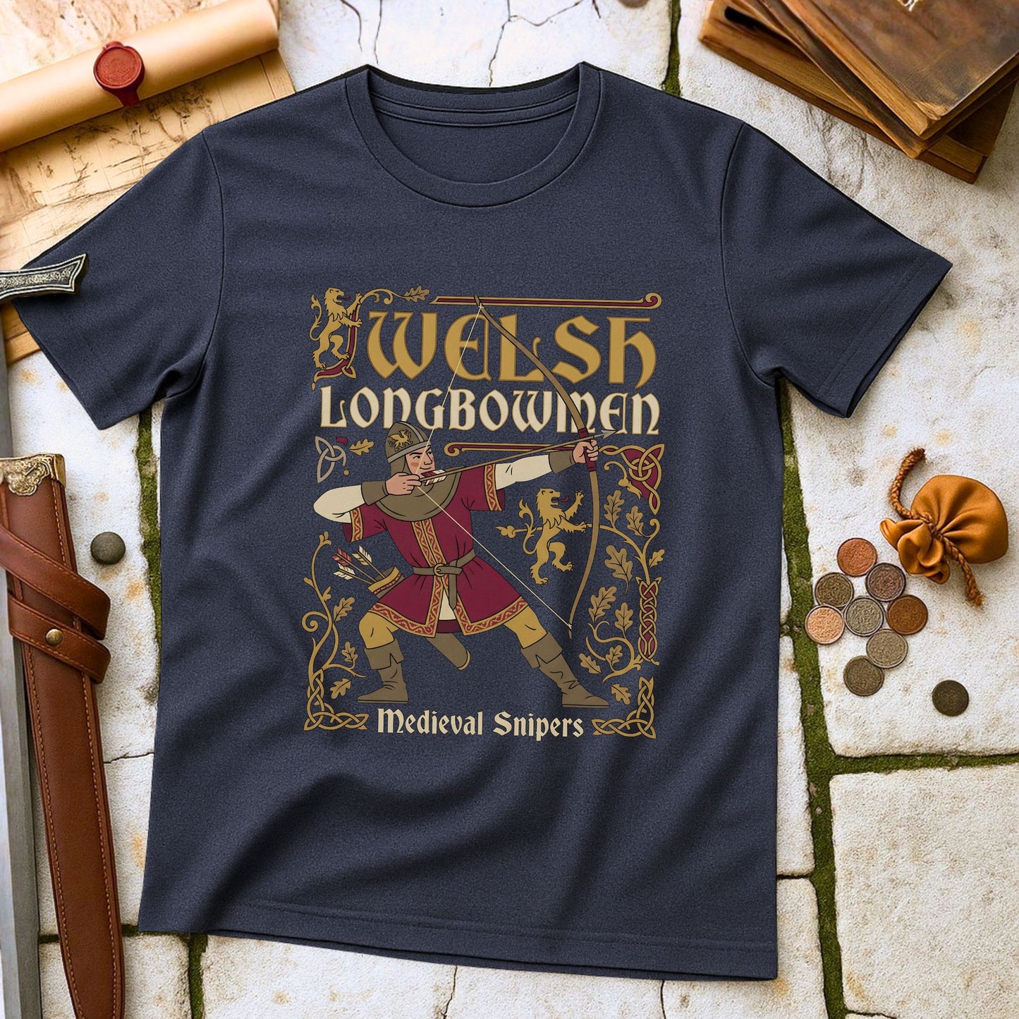 Welsh Longbowmen T-Shirt | Medieval Snipers Military History Tee | Celtic Archery Heritage Gift