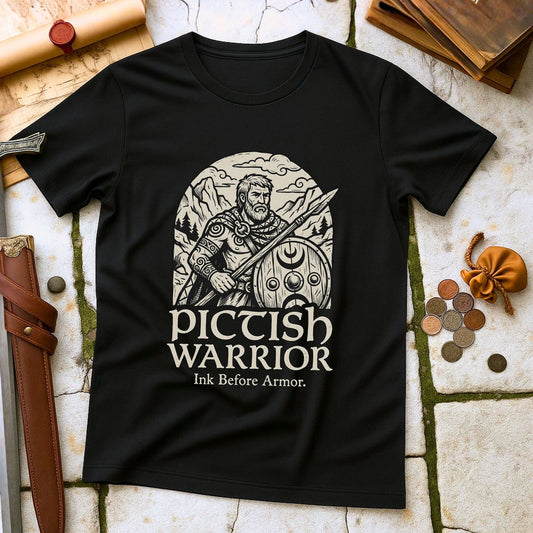 Pictish Warrior T-Shirt | Ink Before Armor Celtic History Tee | Ancient Scotland Tribal Gift