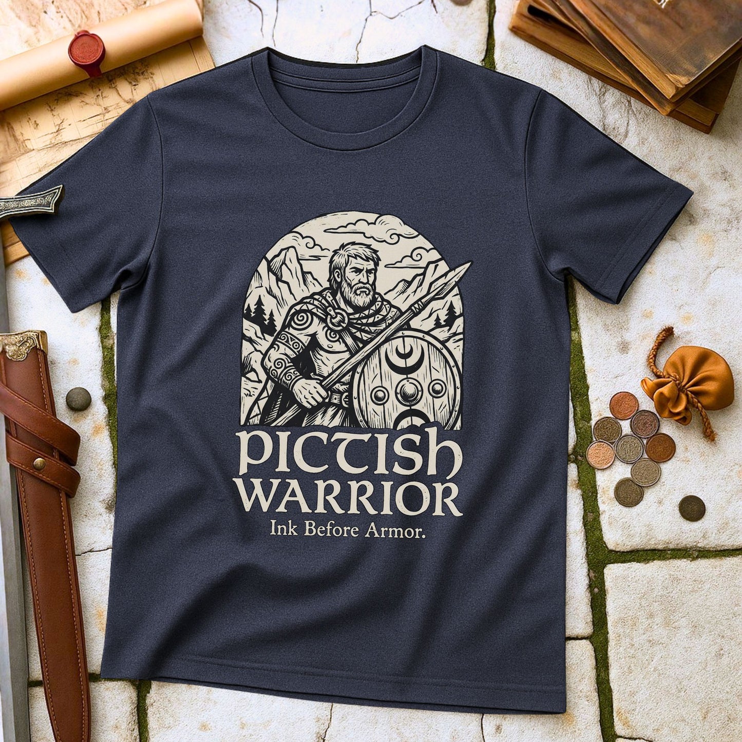 Pictish Warrior T-Shirt | Ink Before Armor Celtic History Tee | Ancient Scotland Tribal Gift