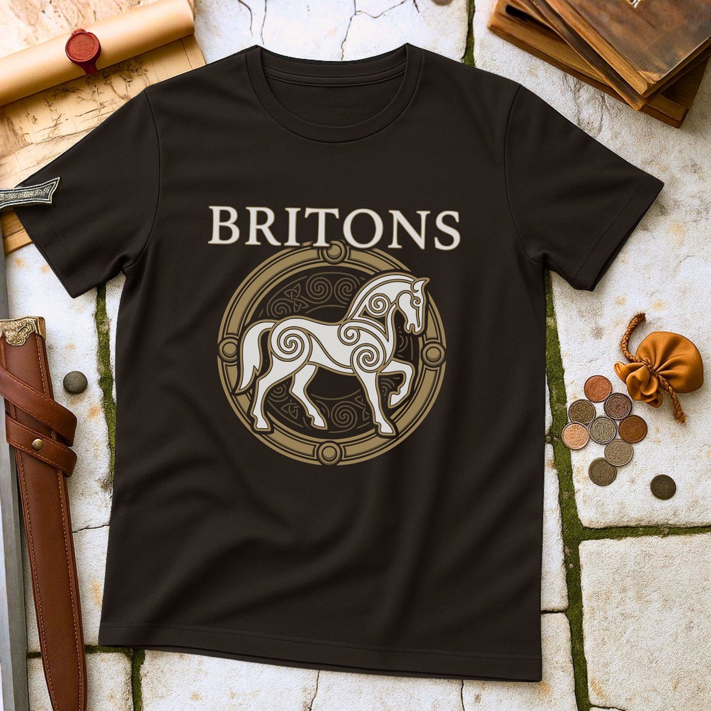 Britons Celtic Horse T-Shirt | Roman Resistance History Tee | Celtic Knotwork Pride Gift