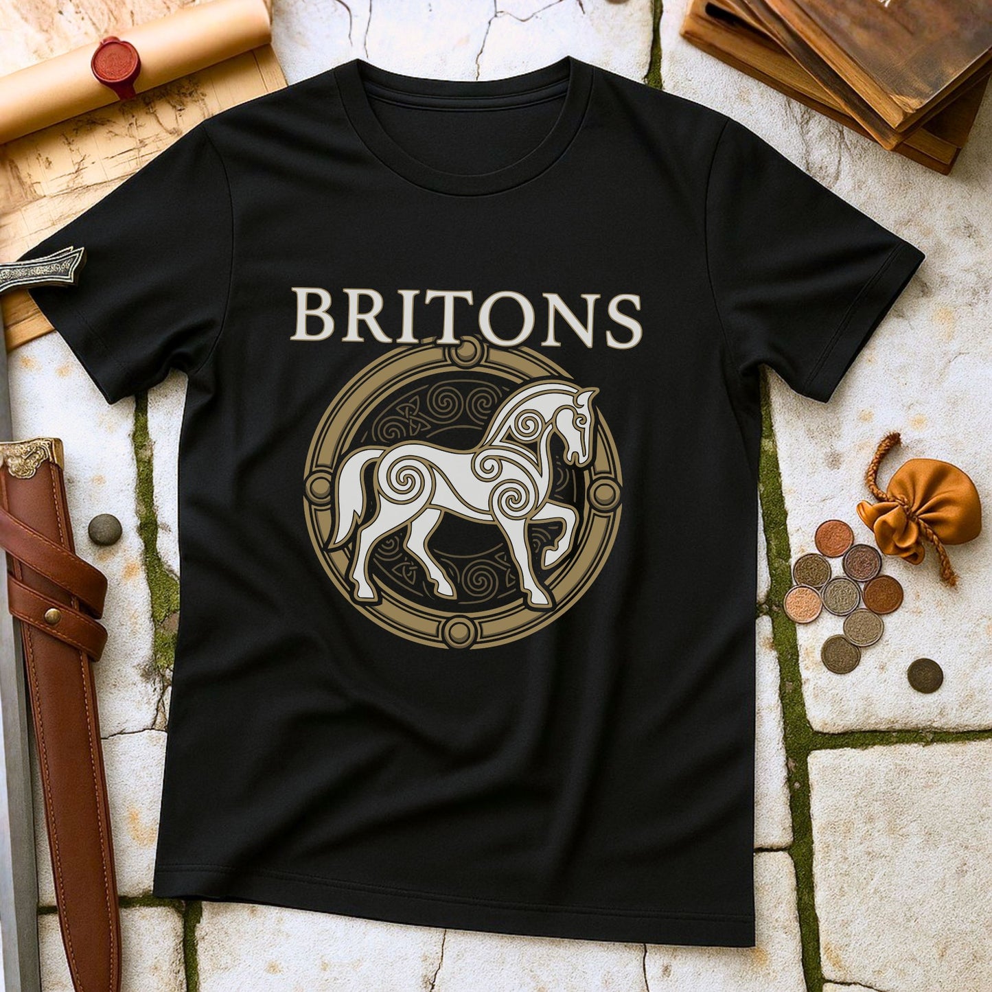 Britons Celtic Horse T-Shirt | Roman Resistance History Tee | Celtic Knotwork Pride Gift