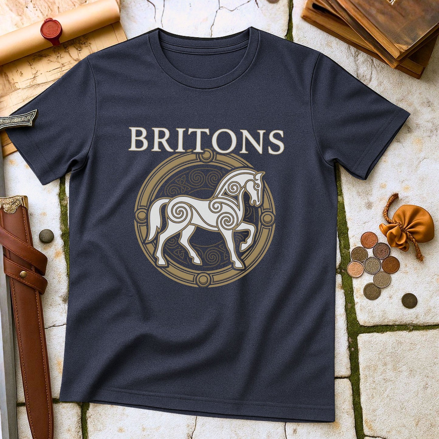 Britons Celtic Horse T-Shirt | Roman Resistance History Tee | Celtic Knotwork Pride Gift
