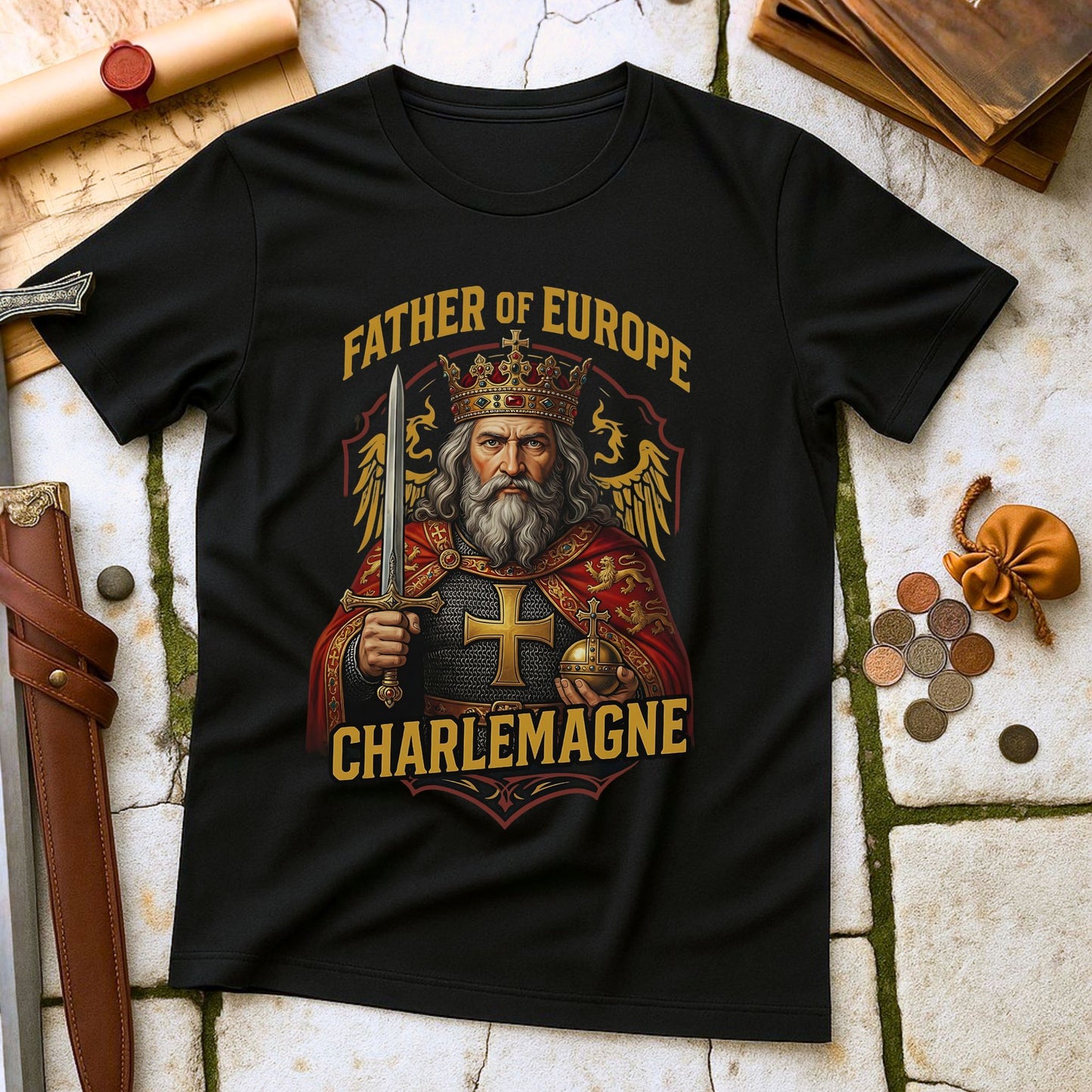 Charlemagne Father of Europe T-Shirt | Holy Roman Emperor Medieval Tee | Carolingian Dynasty History Gift