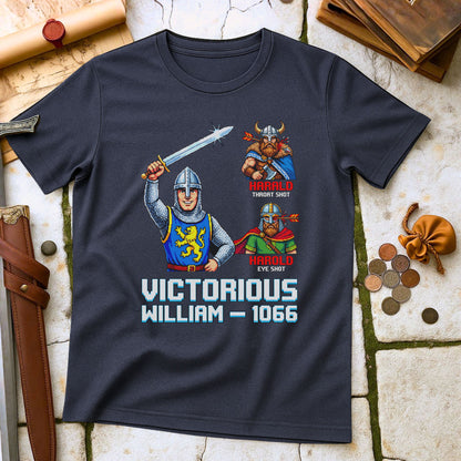 Victorious William 1066 T-Shirt | Battle of Hastings Norman Conquest Tee | 8-Bit Retro Medieval History Gift