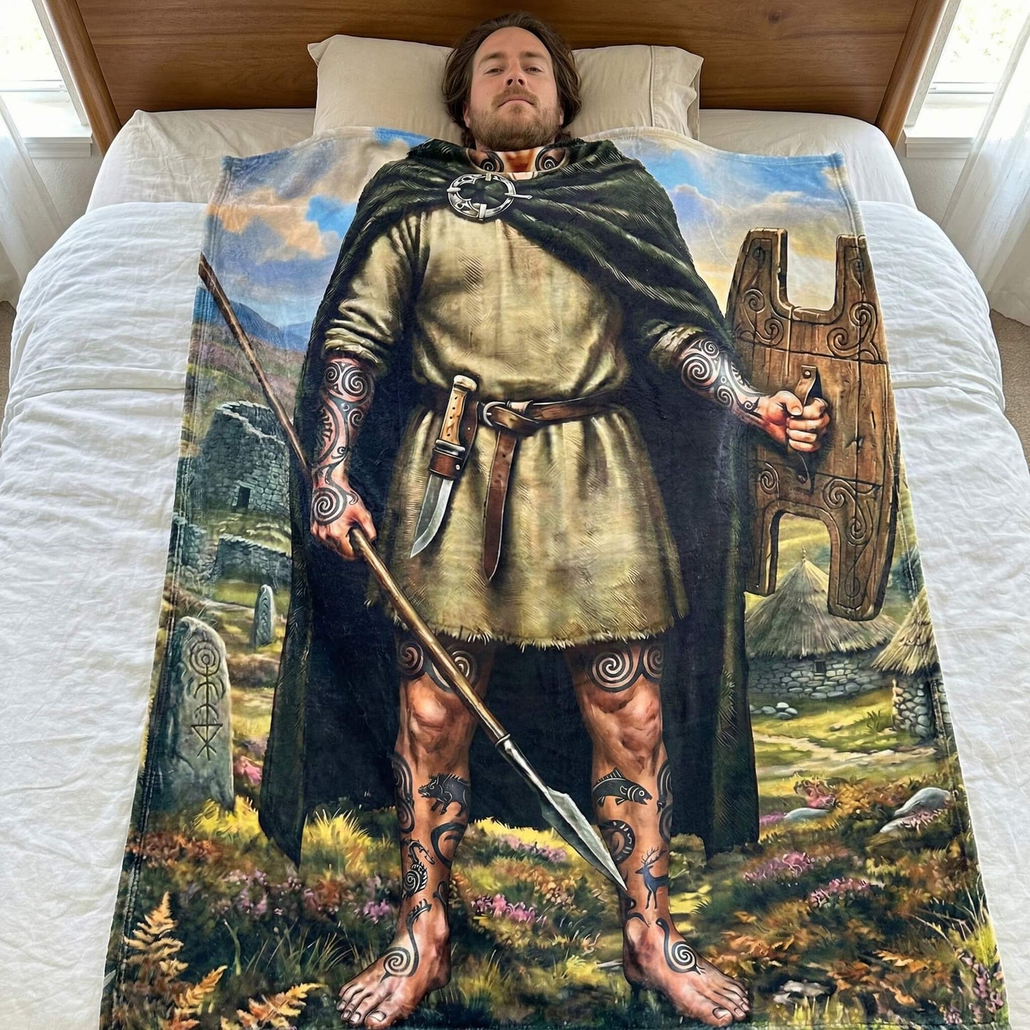 Pictish Warrior Velveteen Throw Blanket – Ancient Scotland & Iron Age History Gift