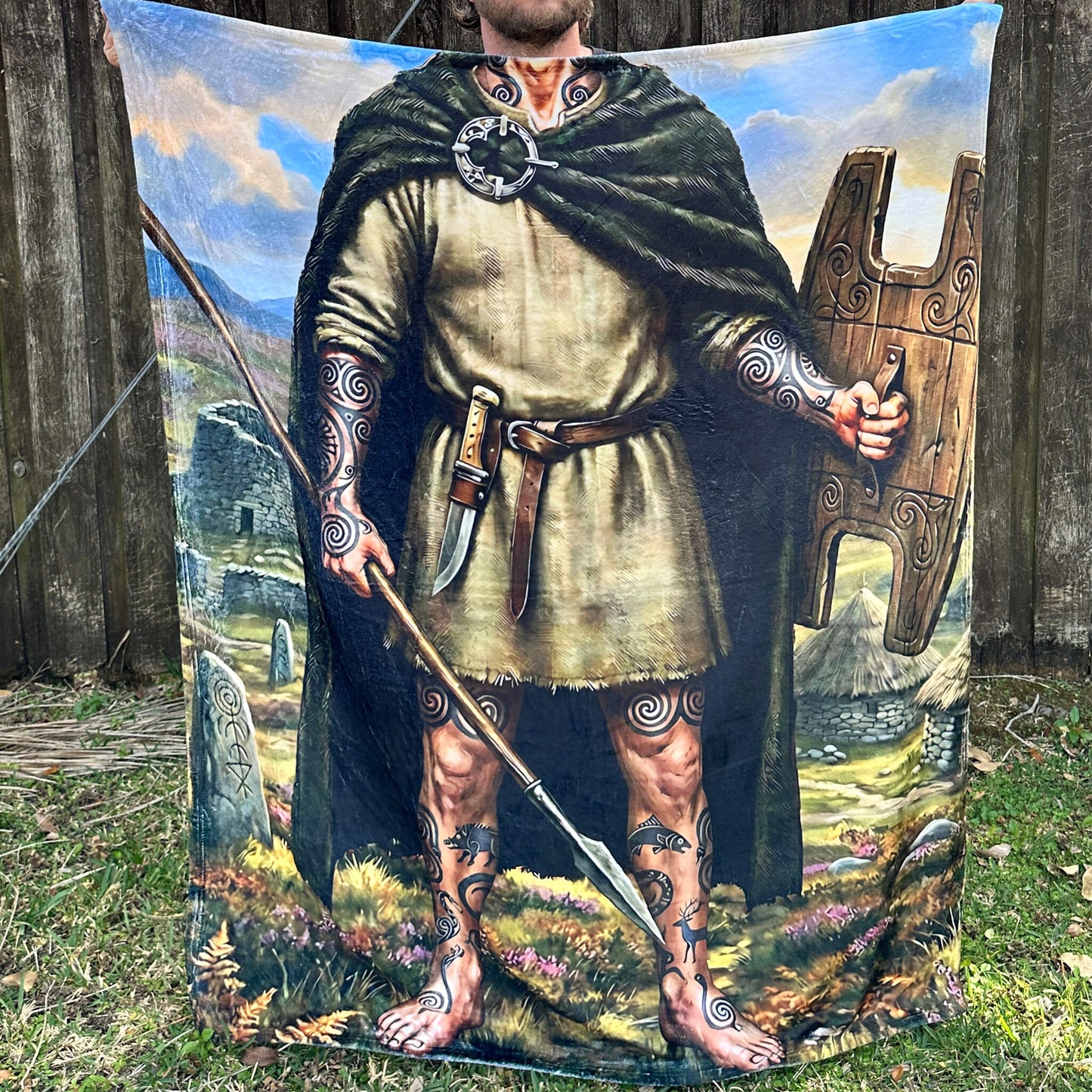 Pictish Warrior Velveteen Throw Blanket – Ancient Scotland & Iron Age History Gift