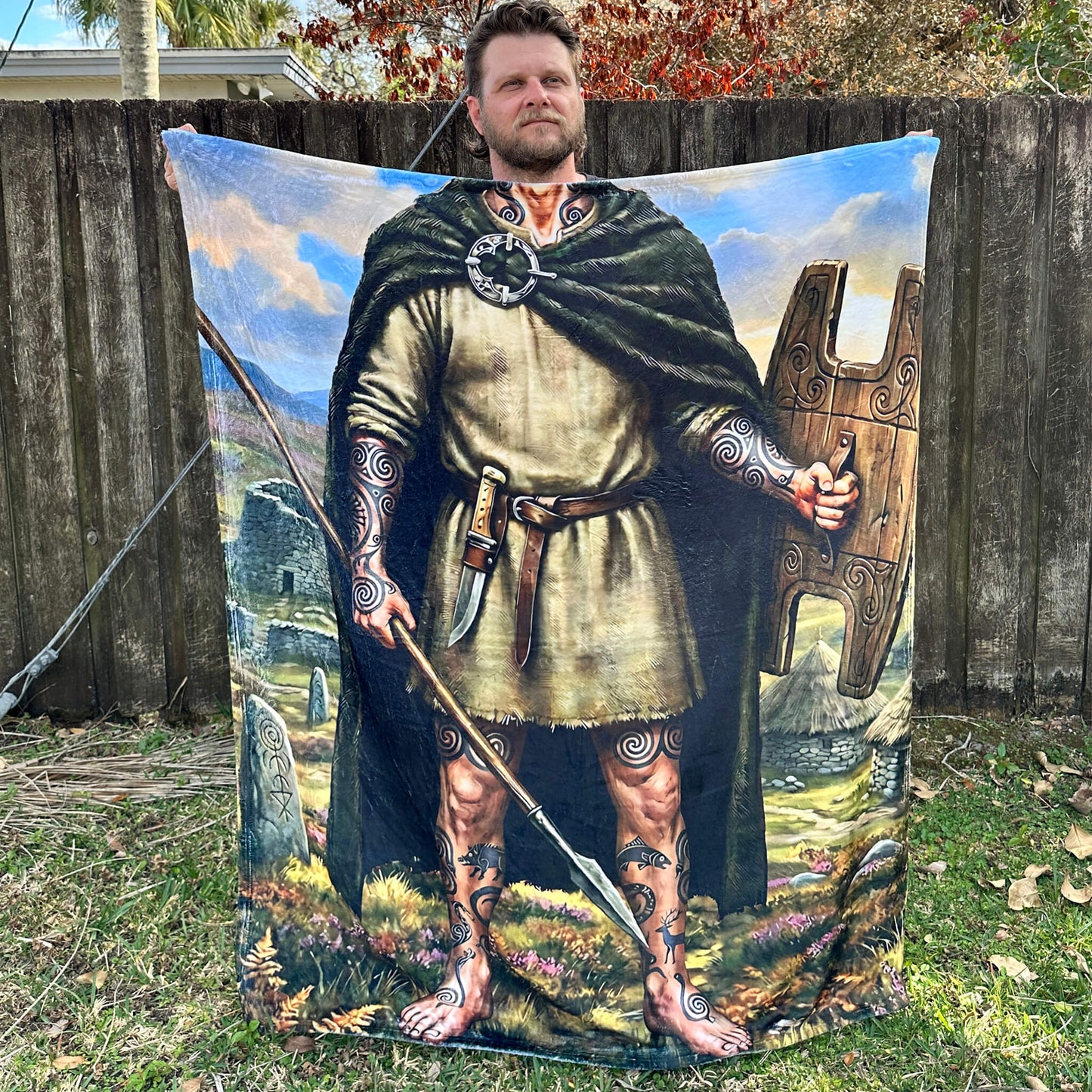 Pictish Warrior Velveteen Throw Blanket – Ancient Scotland & Iron Age History Gift