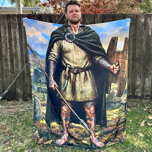 Pictish Warrior Velveteen Throw Blanket – Ancient Scotland & Iron Age History Gift